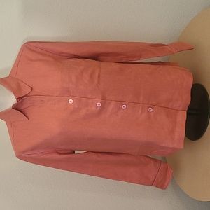 100% linen button down ladies shirt in coral NWT